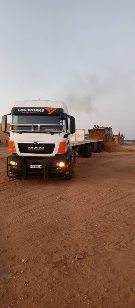 LogiWorks flatbed at dusk